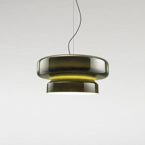 Lampa wisząca NovaLume z ręcznie dmuchanego szkła z organicznym kloszem o dwóch bryłach