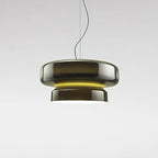 Lampa wisząca NovaLume z ręcznie dmuchanego szkła z organicznym kloszem o dwóch bryłach