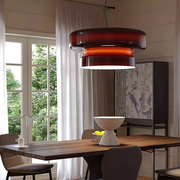 Lampa wisząca NovaLume z ręcznie dmuchanego szkła z organicznym kloszem o dwóch bryłach