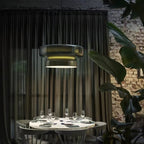 Lampa wisząca NovaLume z ręcznie dmuchanego szkła z organicznym kloszem o dwóch bryłach