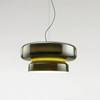 Lampa wisząca NovaLume z ręcznie dmuchanego szkła z organicznym kloszem o dwóch bryłach
