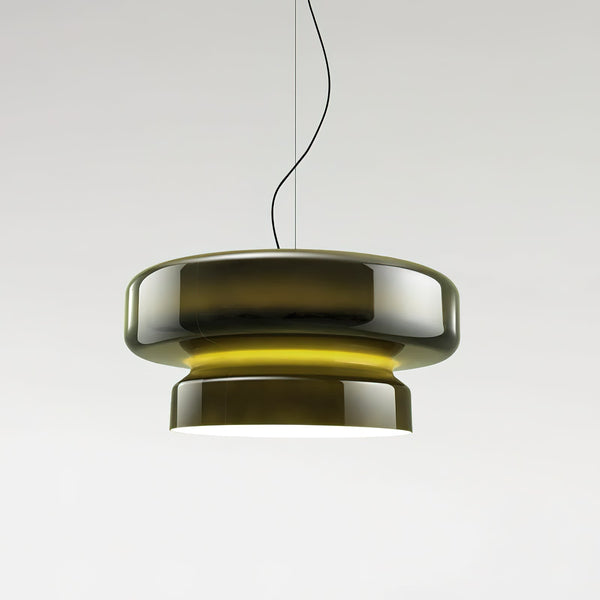 Lampa wisząca NovaLume z ręcznie dmuchanego szkła z organicznym kloszem o dwóch bryłach