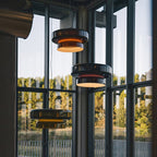 Lampa wisząca NovaLume z ręcznie dmuchanego szkła z organicznym kloszem o dwóch bryłach