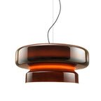 Lampa wisząca NovaLume z ręcznie dmuchanego szkła z organicznym kloszem o dwóch bryłach