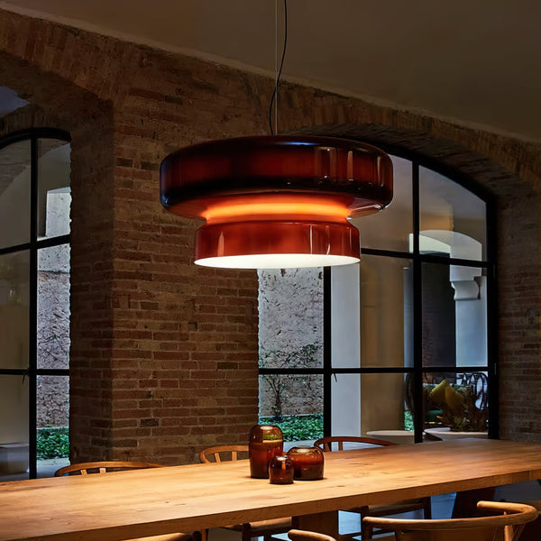 Lampa wisząca NovaLume z ręcznie dmuchanego szkła z organicznym kloszem o dwóch bryłach
