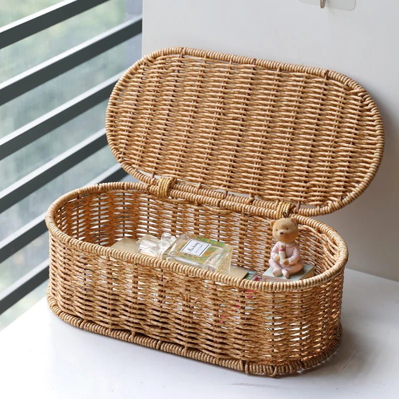 Wiklinowy kosz w stylu boho do stylowej organizacji - Fioriscas