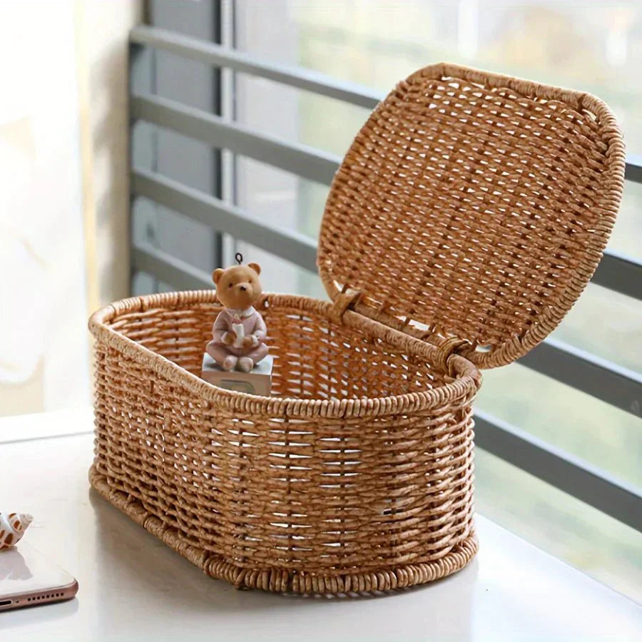 Wiklinowy kosz w stylu boho do stylowej organizacji - Fioriscas