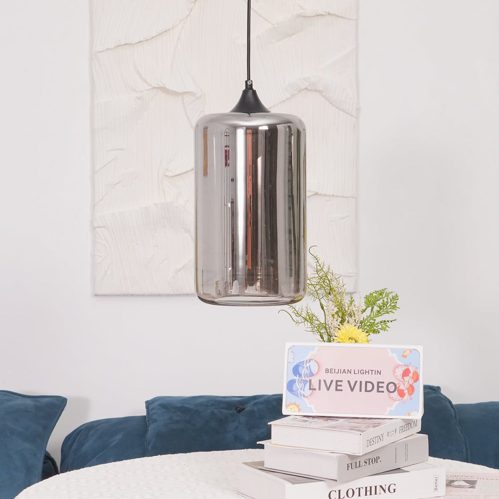 June Minimalist Bottle Glass Pendant Light Smoke Gray | Fioriscas