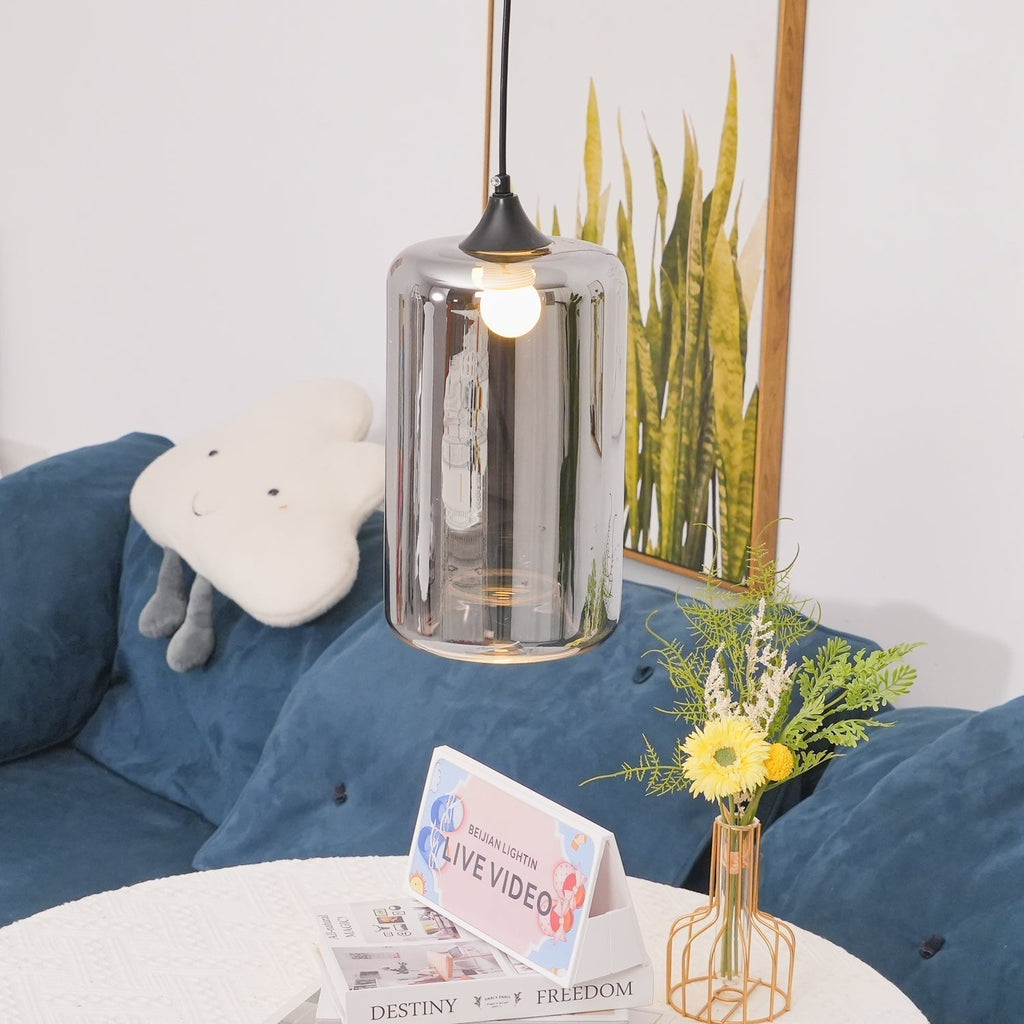 June Minimalist Bottle Glass Pendant Light Smoke Gray | Fioriscas