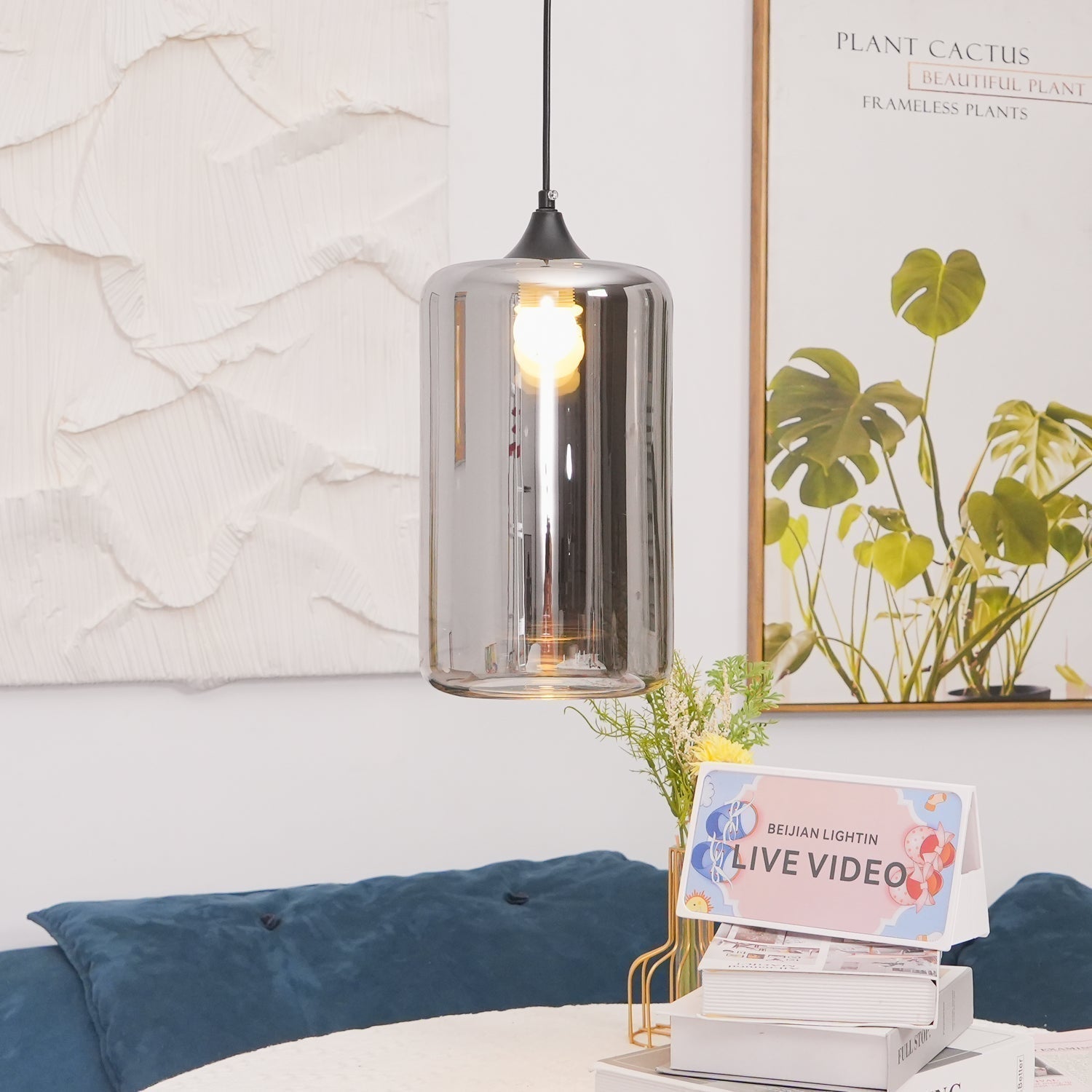 June Minimalist Bottle Glass Pendant Light Smoke Gray | Fioriscas