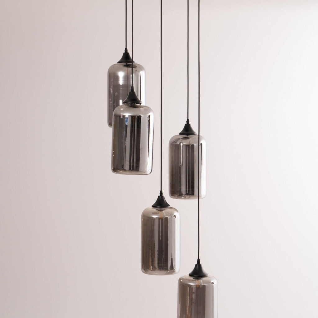 June Minimalist Bottle Glass Pendant Light Smoke Gray | Fioriscas