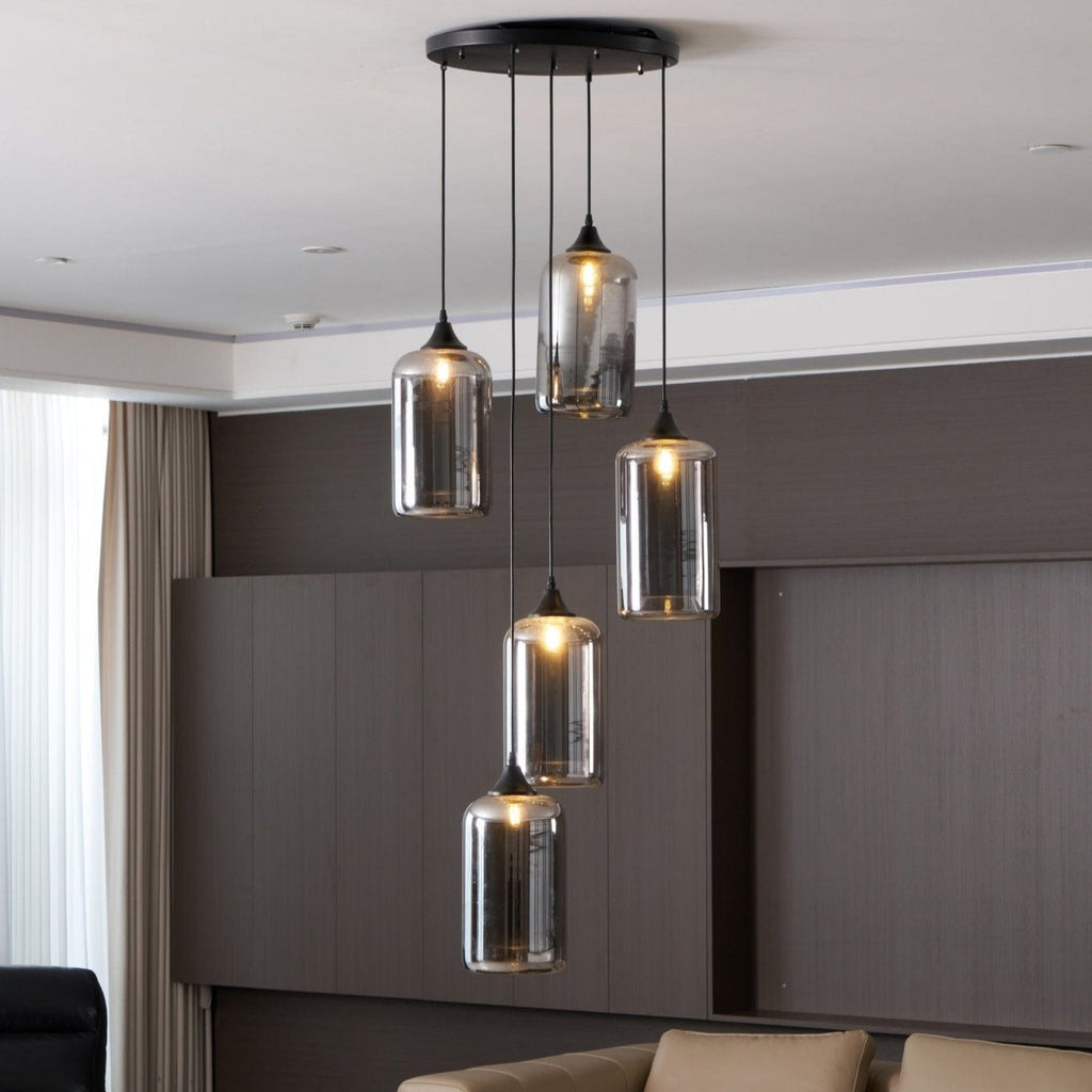 June Minimalist Bottle Glass Pendant Light Smoke Gray | Fioriscas