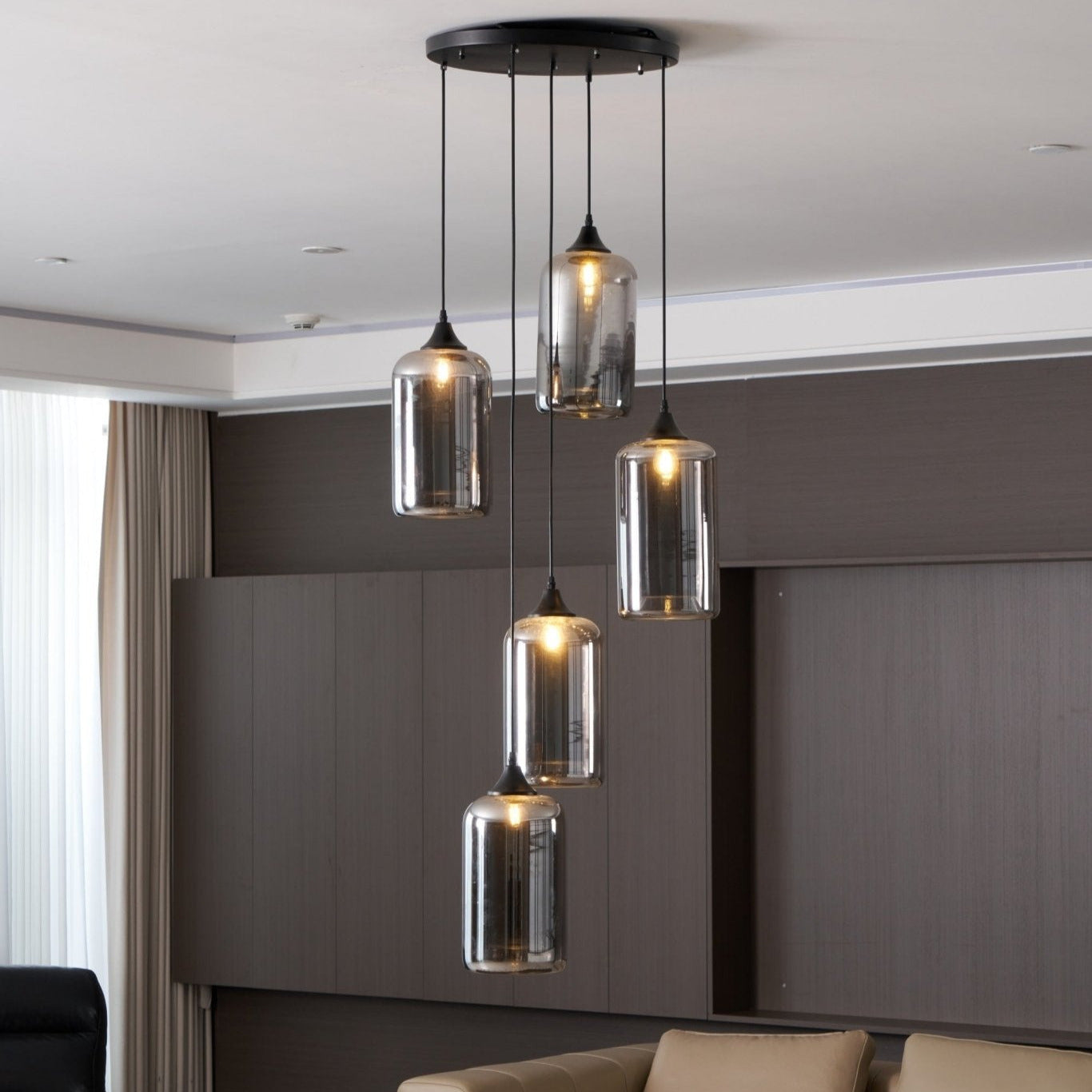 June Minimalist Bottle Glass Pendant Light Smoke Gray | Fioriscas