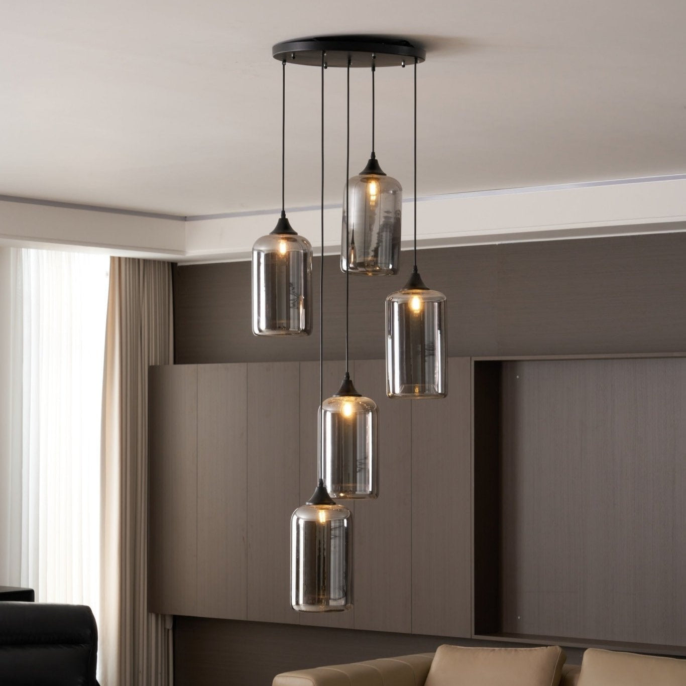 June Minimalist Bottle Glass Pendant Light Smoke Gray | Fioriscas