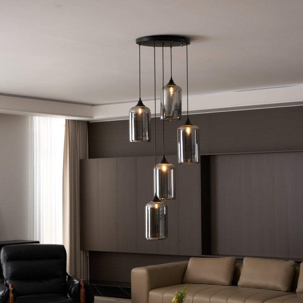 June Minimalist Bottle Glass Pendant Light Smoke Gray | Fioriscas