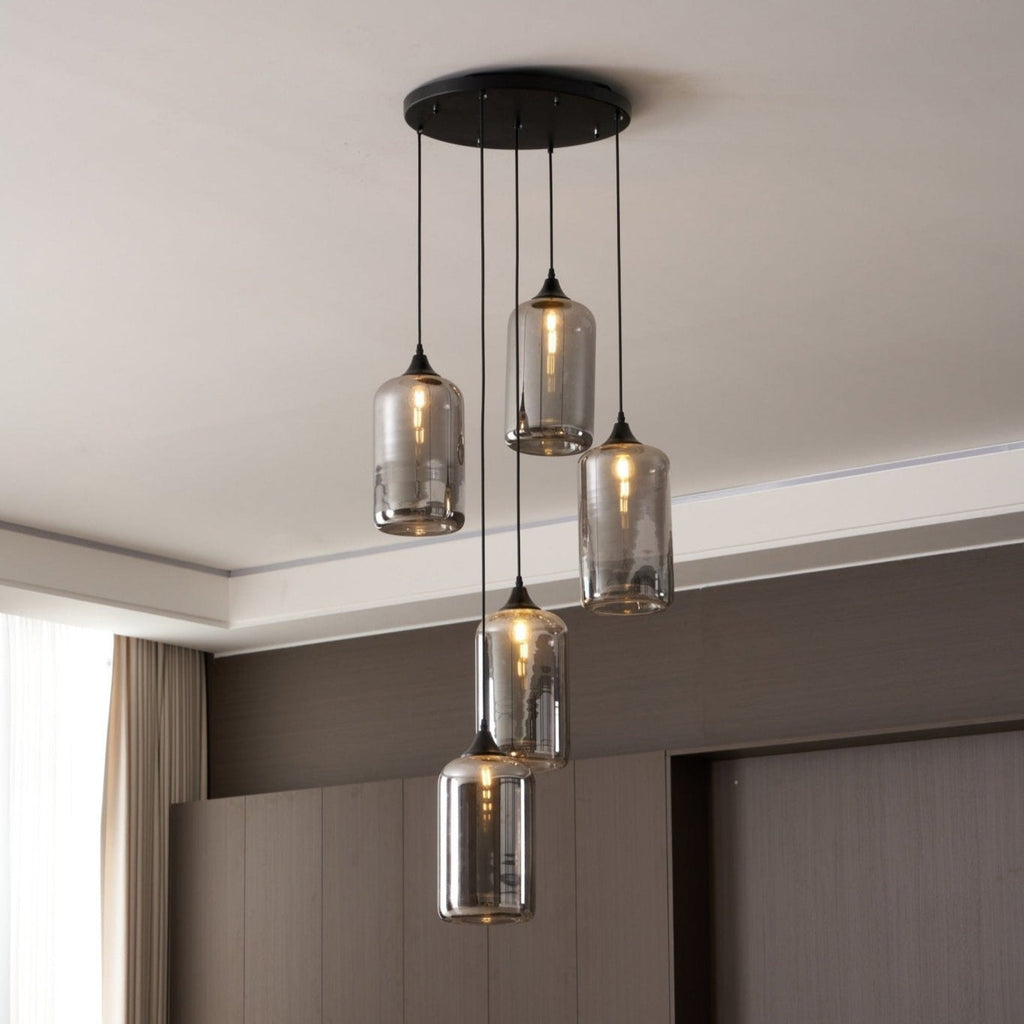 June Minimalist Bottle Glass Pendant Light Smoke Gray | Fioriscas