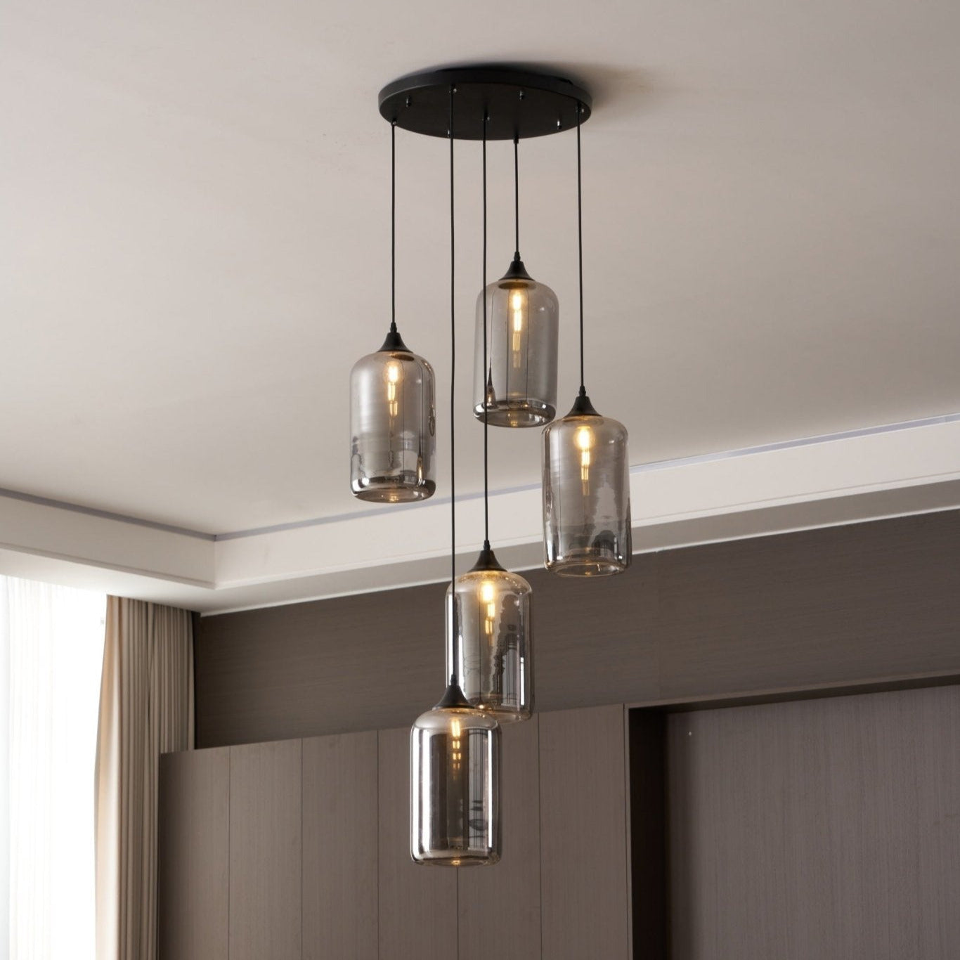 June Minimalist Bottle Glass Pendant Light Smoke Gray | Fioriscas
