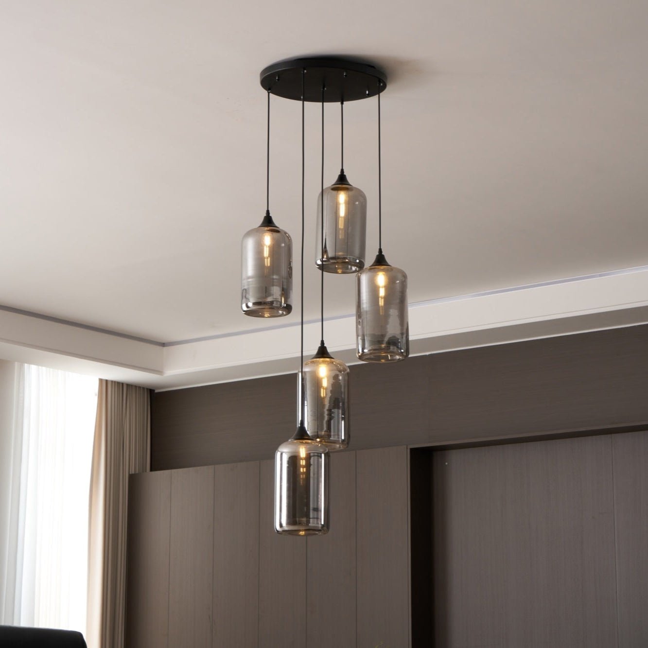 June Minimalist Bottle Glass Pendant Light Smoke Gray | Fioriscas