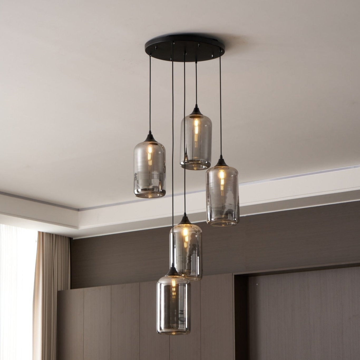 June Minimalist Bottle Glass Pendant Light Smoke Gray | Fioriscas