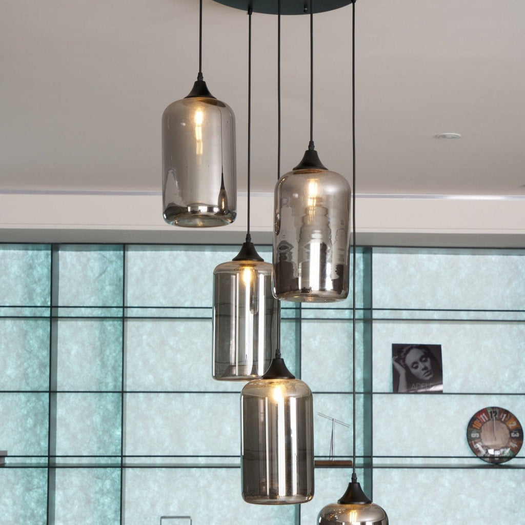 June Minimalist Bottle Glass Pendant Light Smoke Gray | Fioriscas