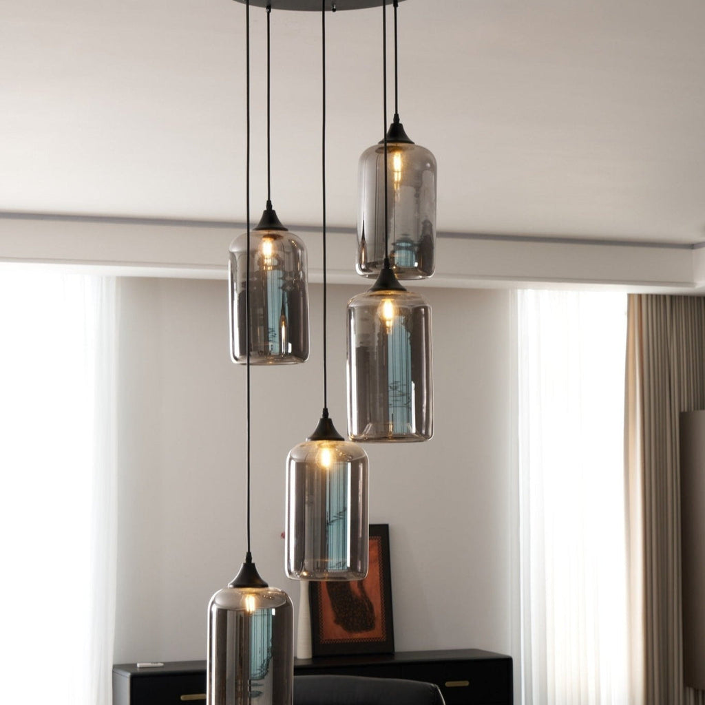 June Minimalist Bottle Glass Pendant Light Smoke Gray | Fioriscas