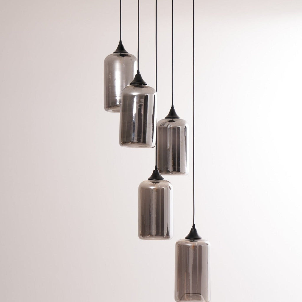 June Minimalist Bottle Glass Pendant Light Smoke Gray | Fioriscas