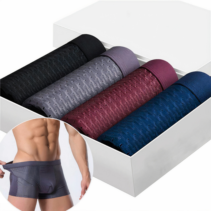 תחתוני בוקסר במבוק AzuriWeave לגברים, מארז של 4, מידות M עד 2XL