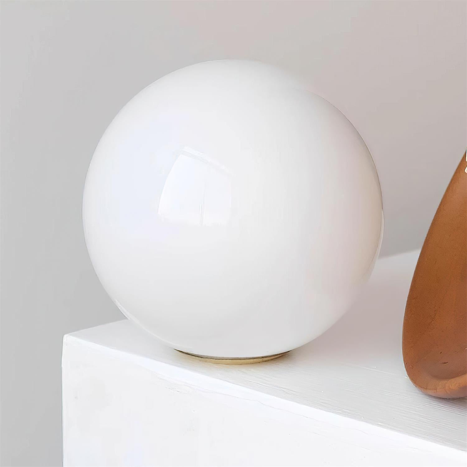 Ceiling Light Globe Opal Glass Modern Brass Walnut Accent Flush Mount | Fioriscas