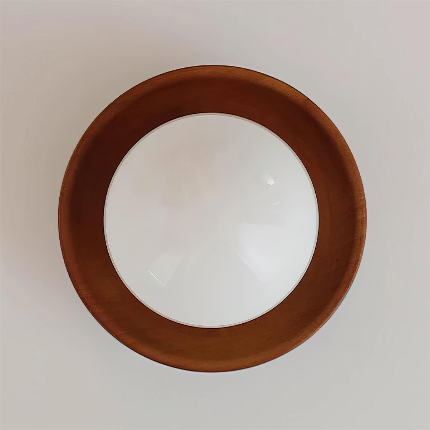 Ceiling Light Globe Opal Glass Modern Brass Walnut Accent Flush Mount | Fioriscas
