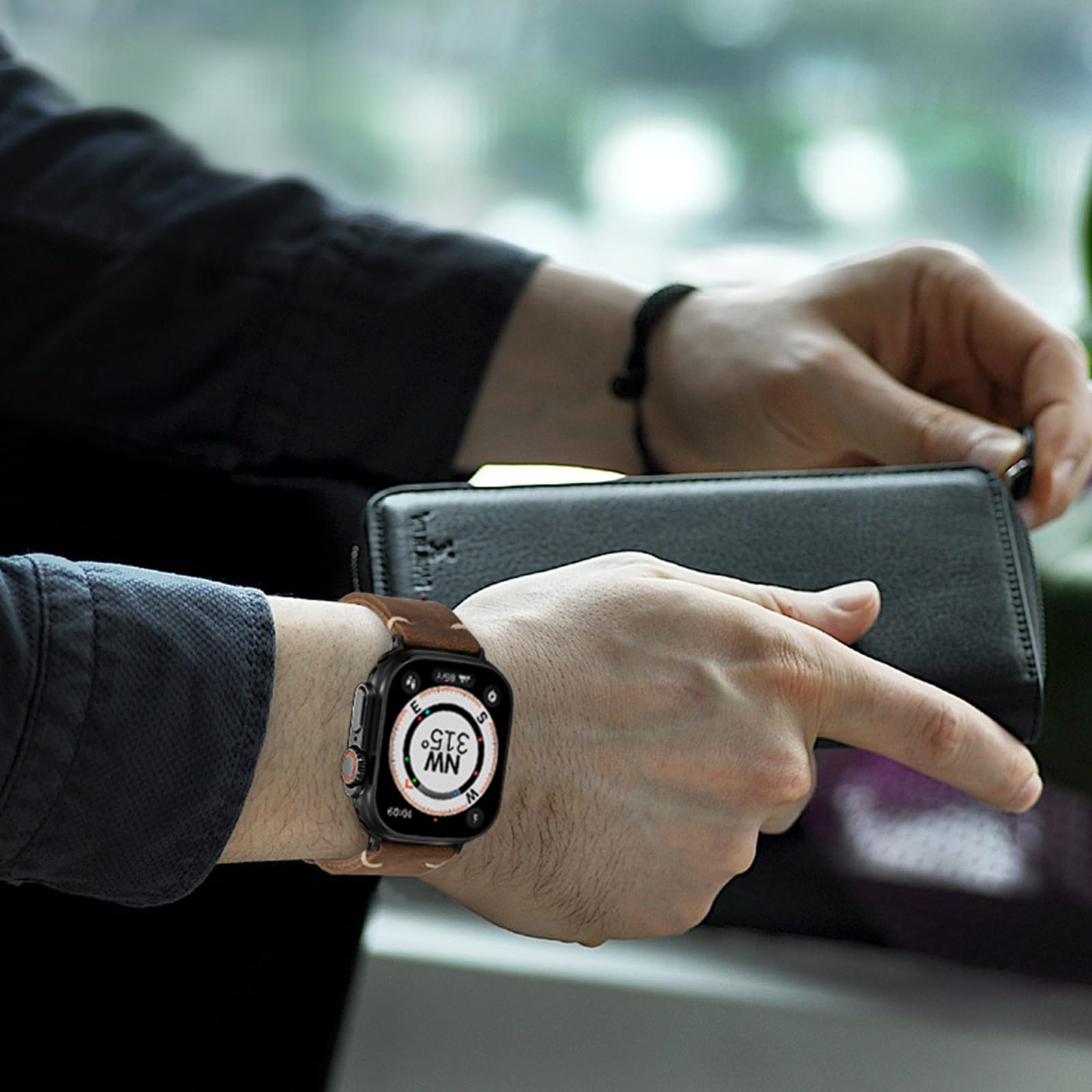 Marlowe leren Apple Watch-band, vintage patinalook, met de hand gestikt