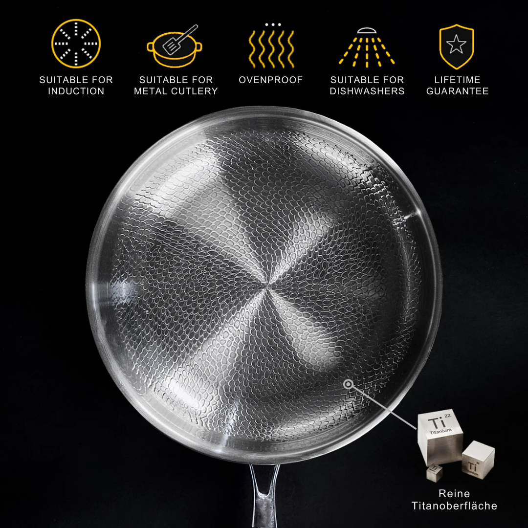 Titanium-Bratpfanne mit beschichtungsfreier Antihaftoberfläche, 11 Zoll