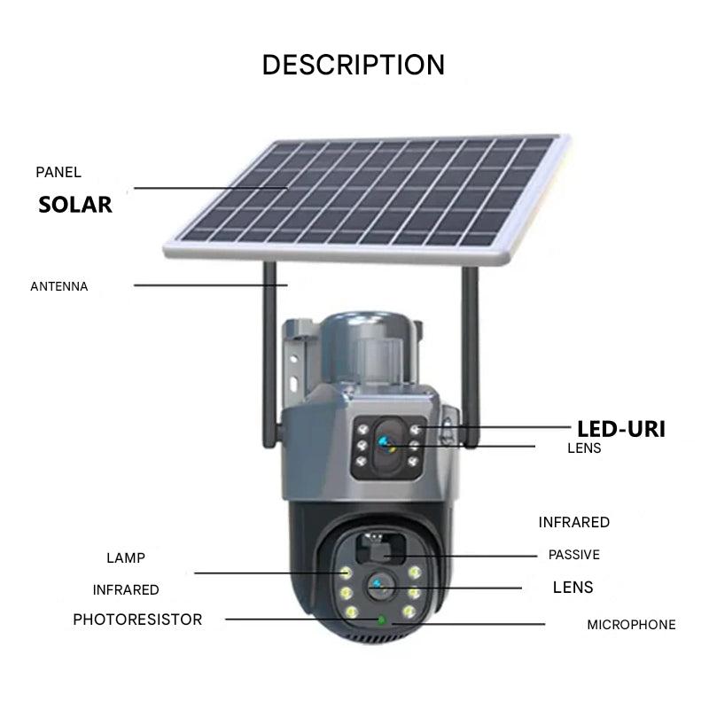 Bezprzewodowa kamera bezpieczeństwa Solar 4K z podwójnym obiektywem i 10-krotnym zoomem, NovaGuard