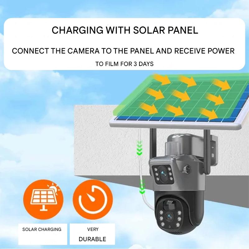 Bezprzewodowa kamera bezpieczeństwa Solar 4K z podwójnym obiektywem i 10-krotnym zoomem, NovaGuard
