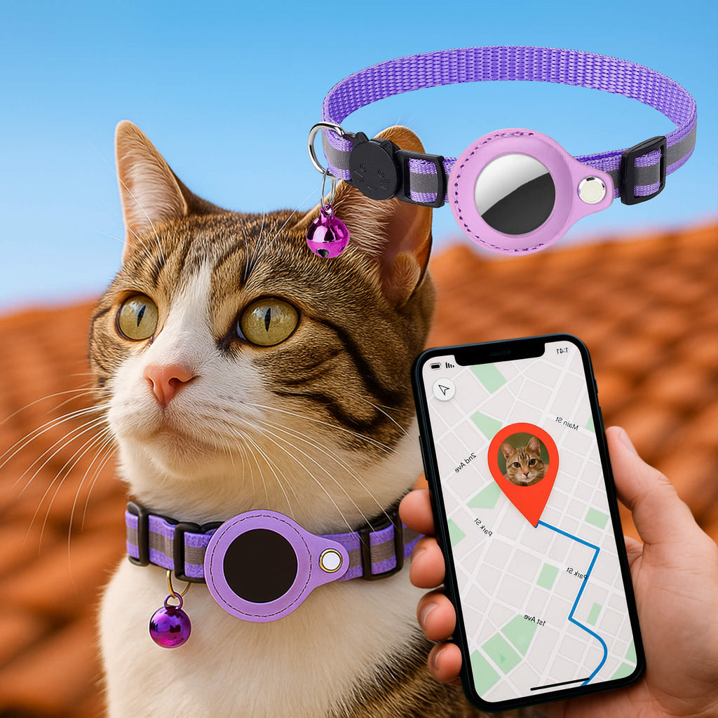 Macskanyakörv GPS-nyomkövető-tartóval, fényvisszaverő és biztonsági kioldóval