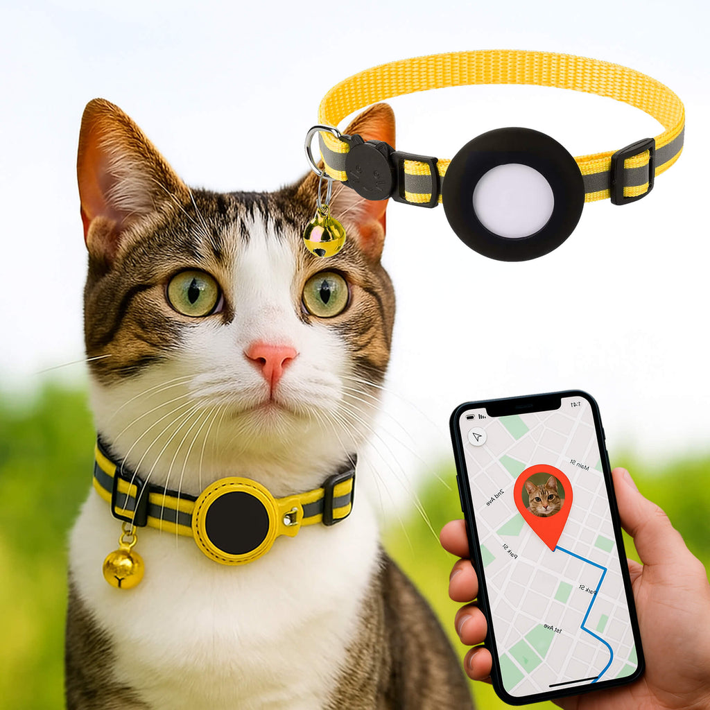 Macskanyakörv GPS-nyomkövető-tartóval, fényvisszaverő és biztonsági kioldóval