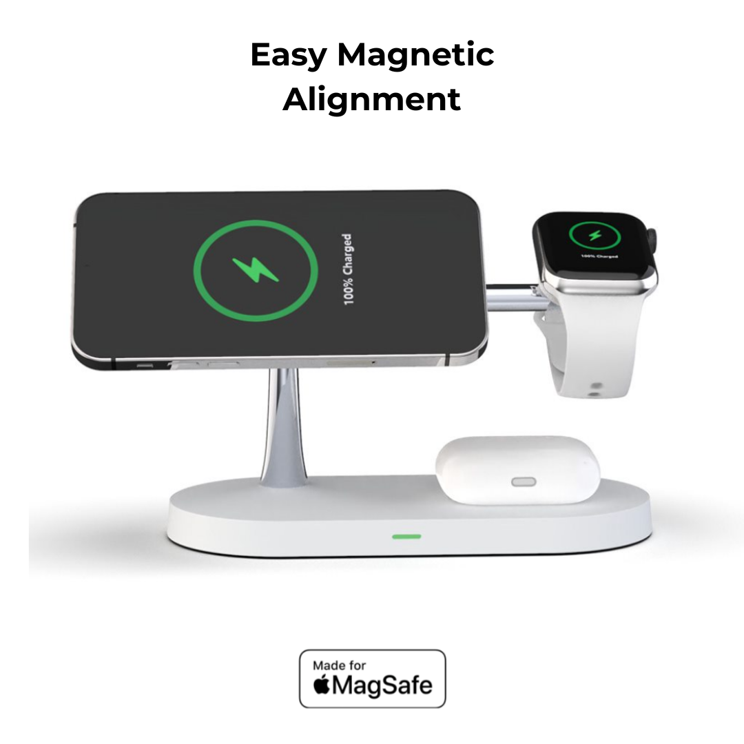 Chargeur sans fil 4-en-1 QuattroCharge, MagSafe pour iPhone et Watch