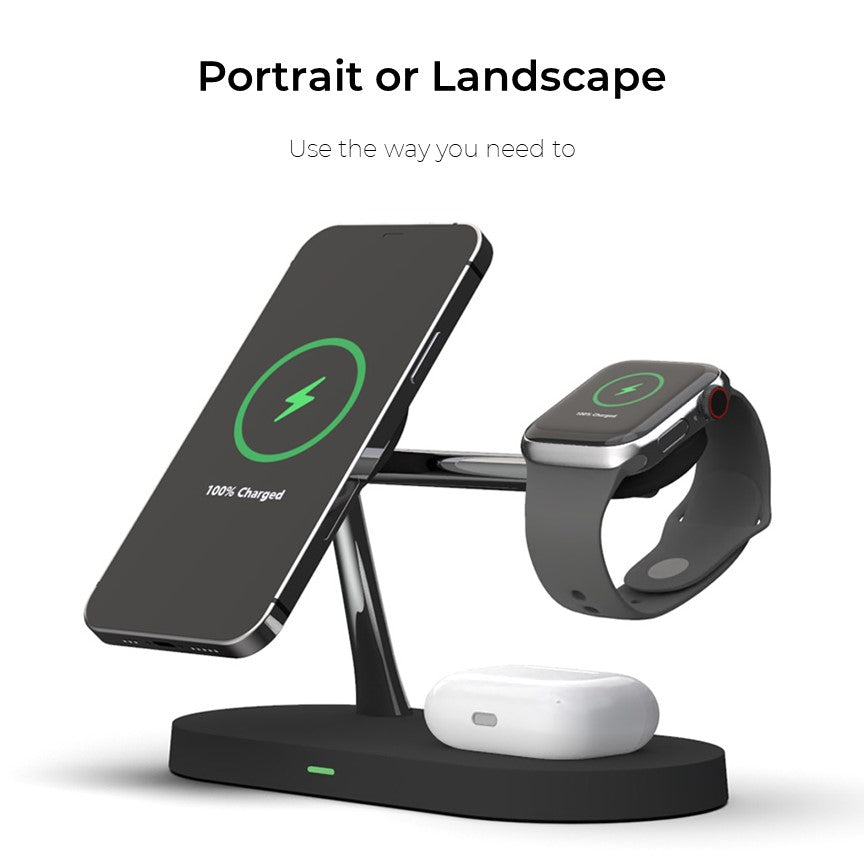 Chargeur sans fil 4-en-1 QuattroCharge, MagSafe pour iPhone et Watch