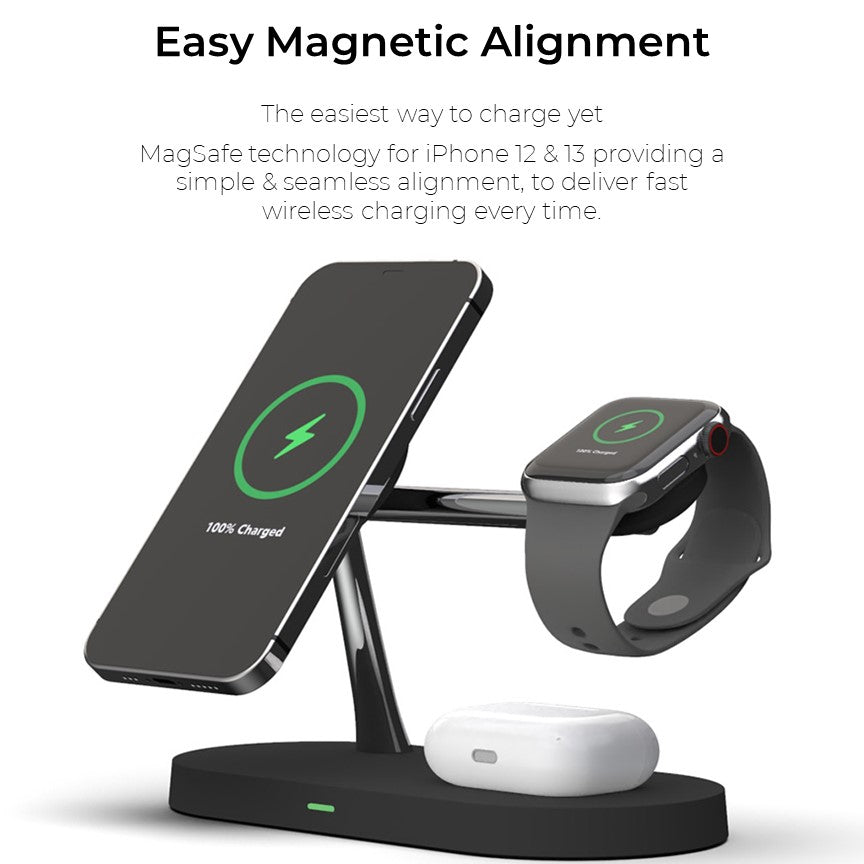 Chargeur sans fil 4-en-1 QuattroCharge, MagSafe pour iPhone et Watch