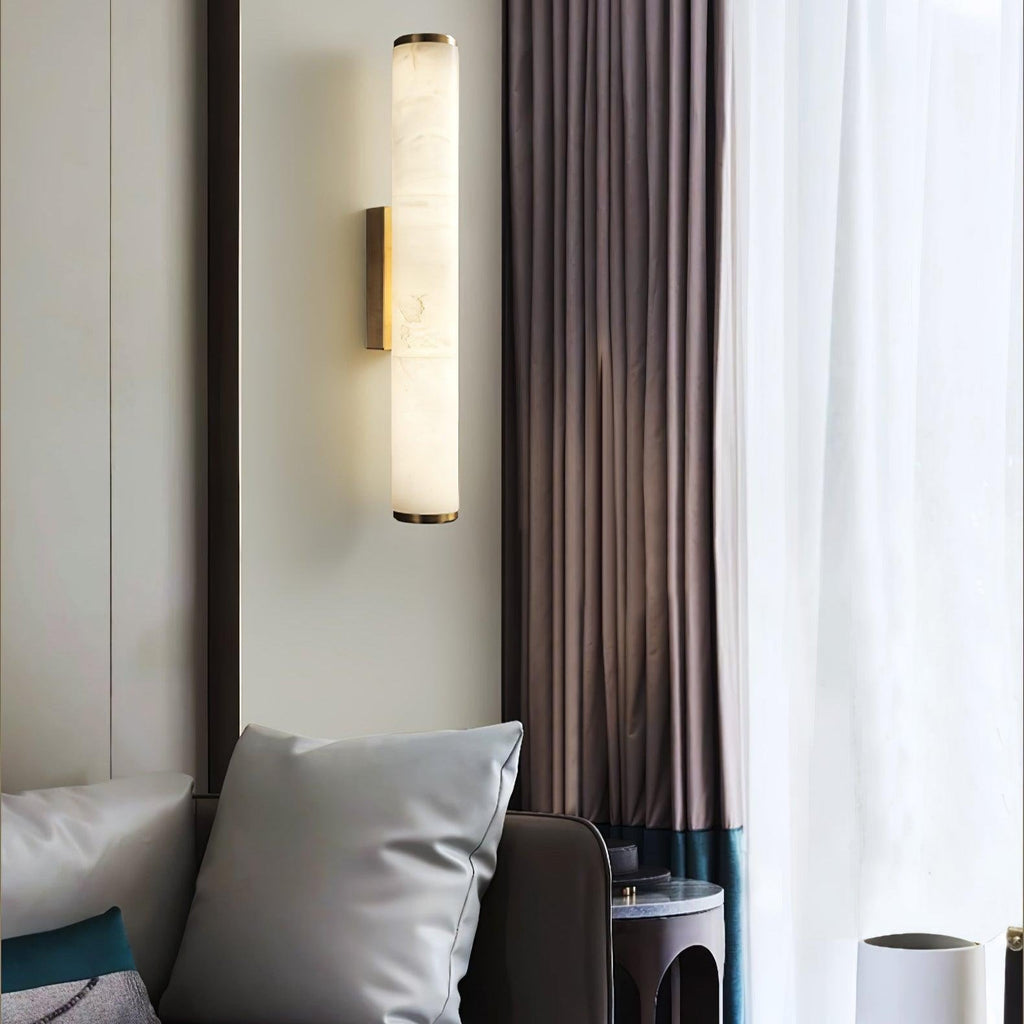 Klyr Alabaster Vertical Cylindrical Wall Lamp | Fioriscas