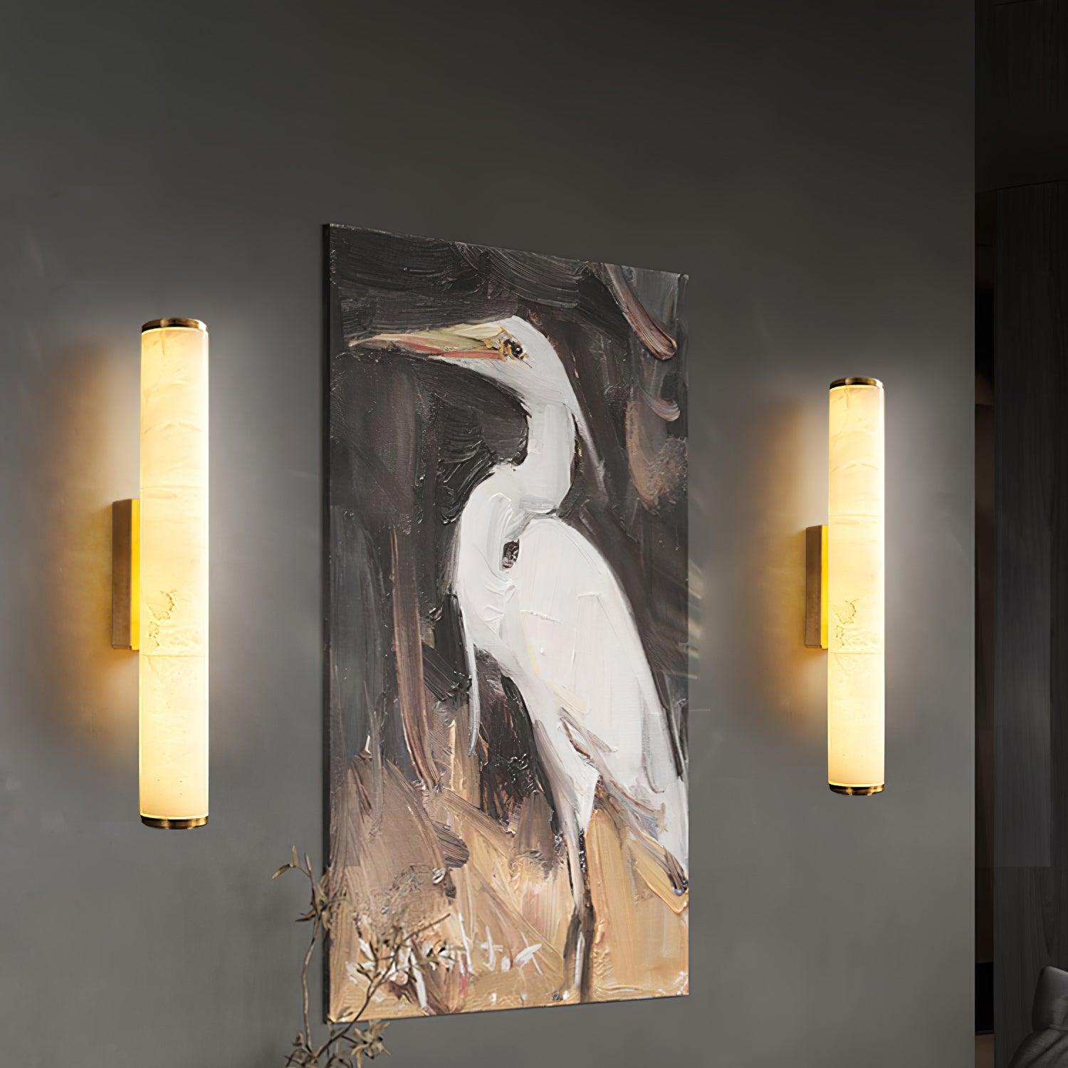 Klyr Alabaster Vertical Cylindrical Wall Lamp | Fioriscas
