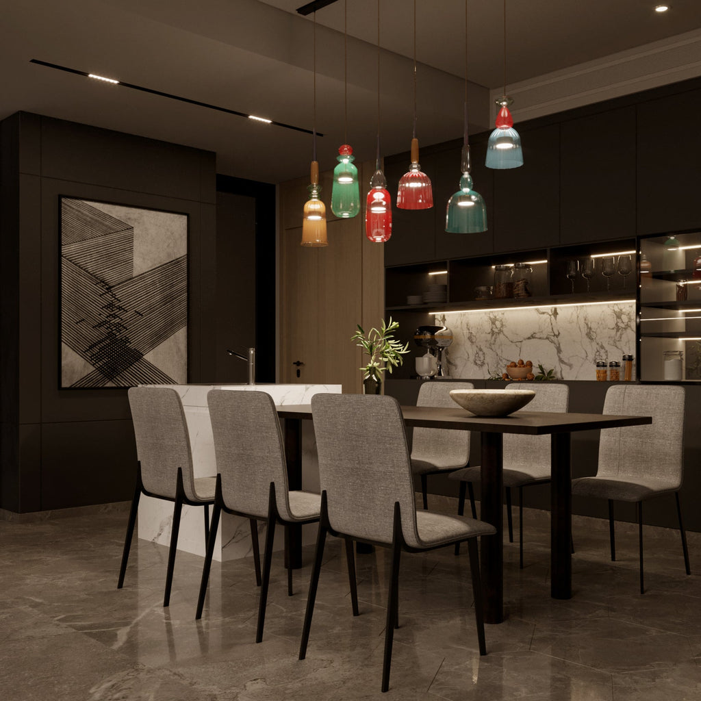 PrismAura Glass Pendant Light With Colorful Stained Glass Shade