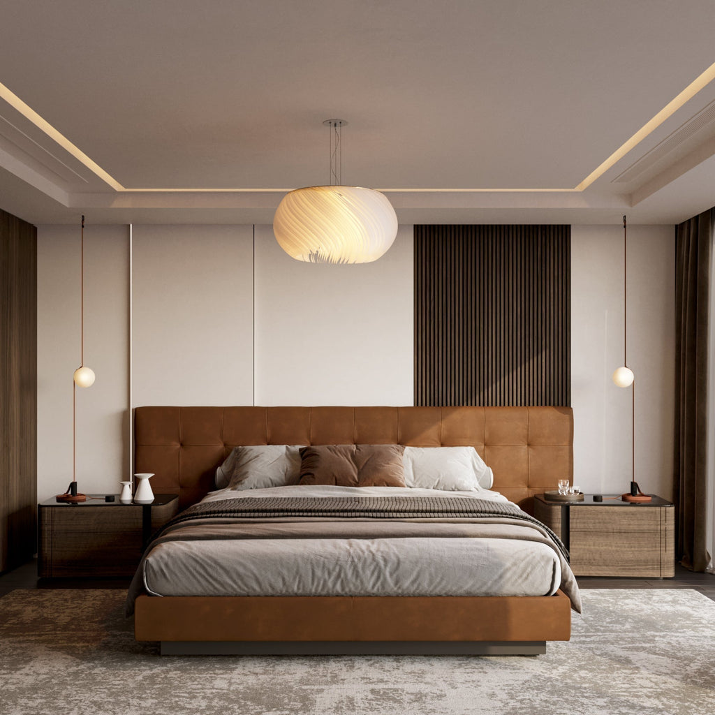 Aurelia Wave Chandelier With White Acrylic Shade And Parchment Glow