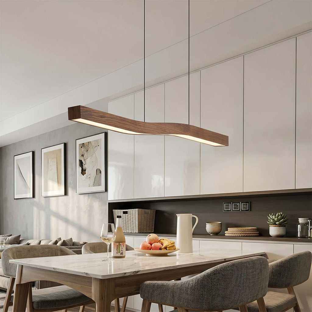 TimberTwist Pendant Light With Wood Grain Iron Finish And Soft LED Glow