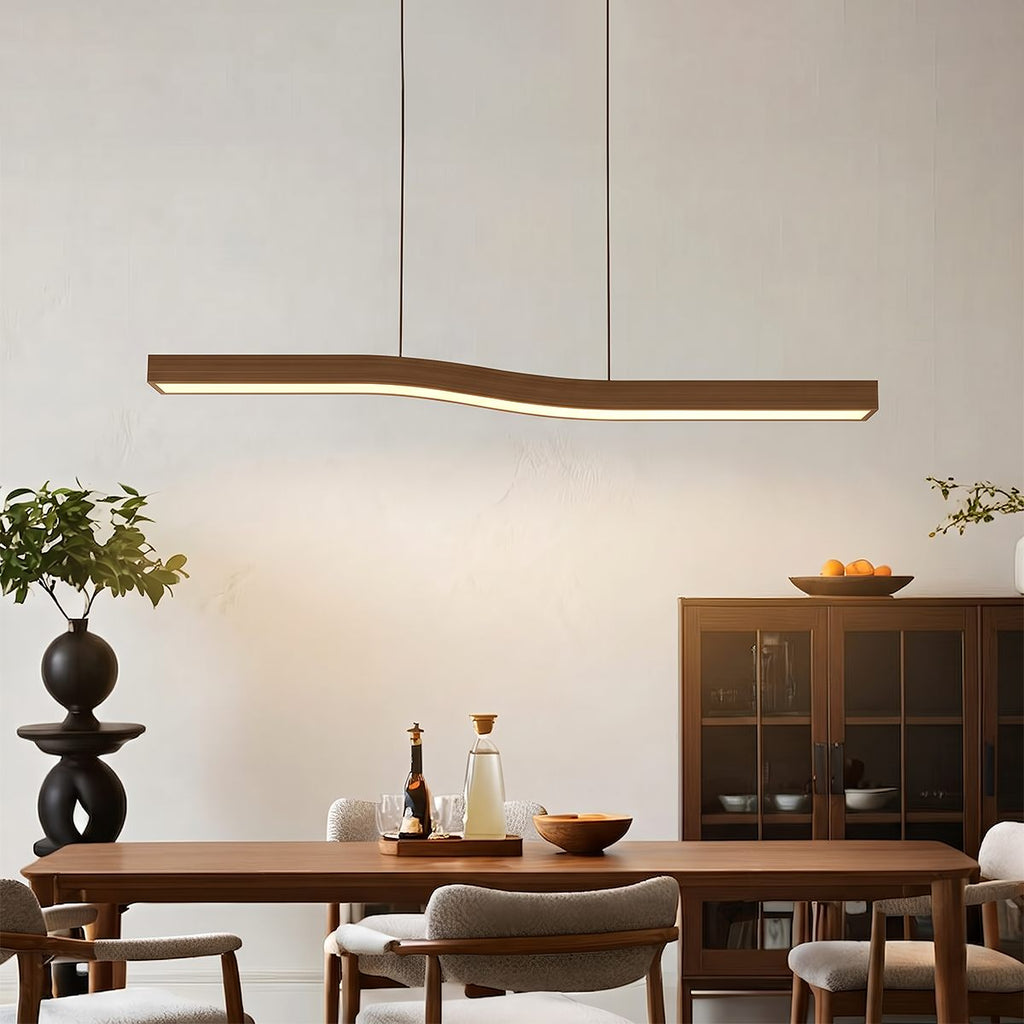 TimberTwist Pendant Light With Wood Grain Iron Finish And Soft LED Glow