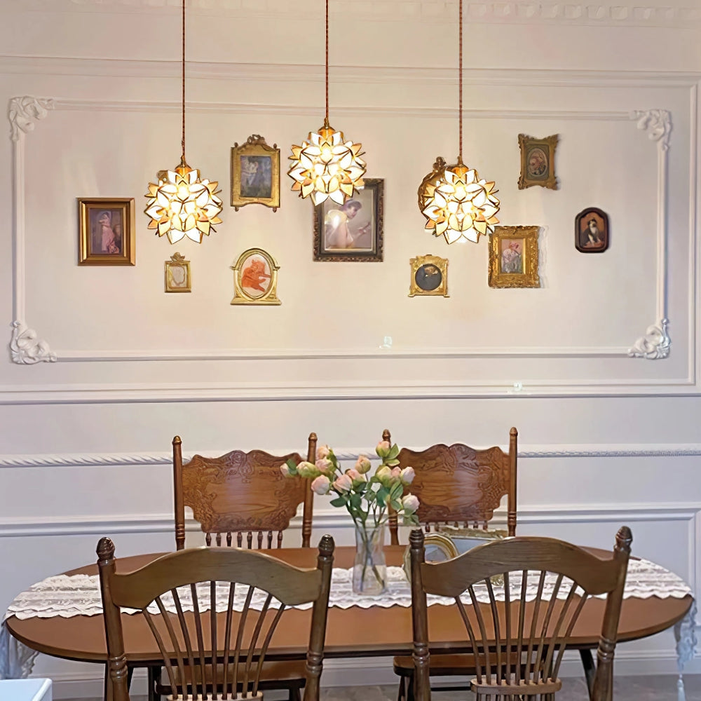AuroraCapiz Pendant Light, Natural Capiz Shell, Handcrafted Finish