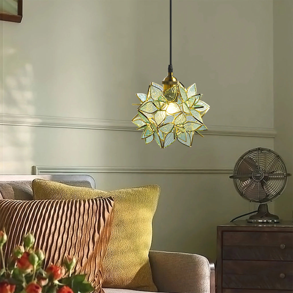 AuroraCapiz Pendant Light, Natural Capiz Shell, Handcrafted Finish