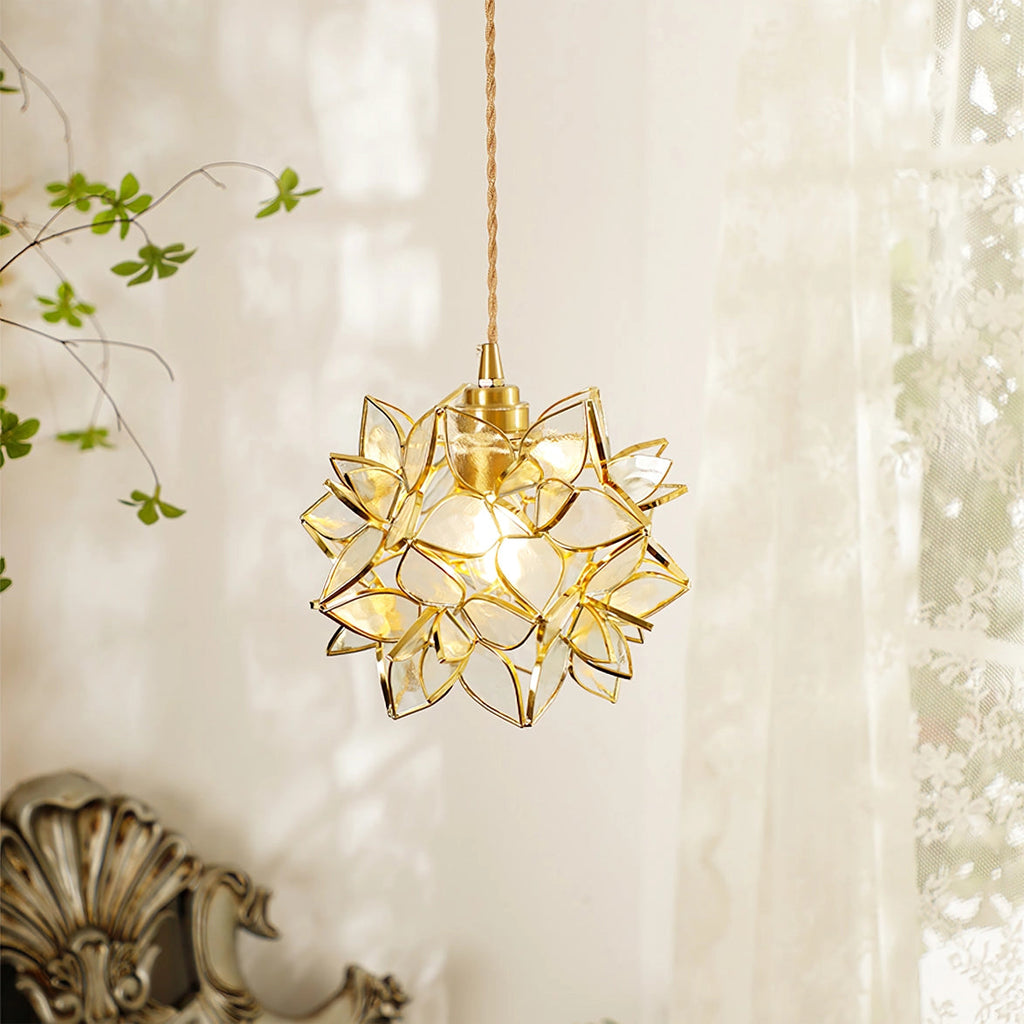 AuroraCapiz Pendant Light, Natural Capiz Shell, Handcrafted Finish