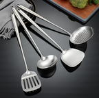 Set di utensili da cucina in titanio da 4 pezzi con mestolo, spatola e cucchiaio forato