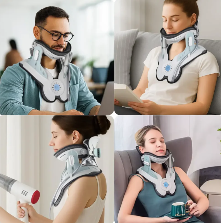 Collar de tracción cervical inflable con soporte de aire de 8 cámaras