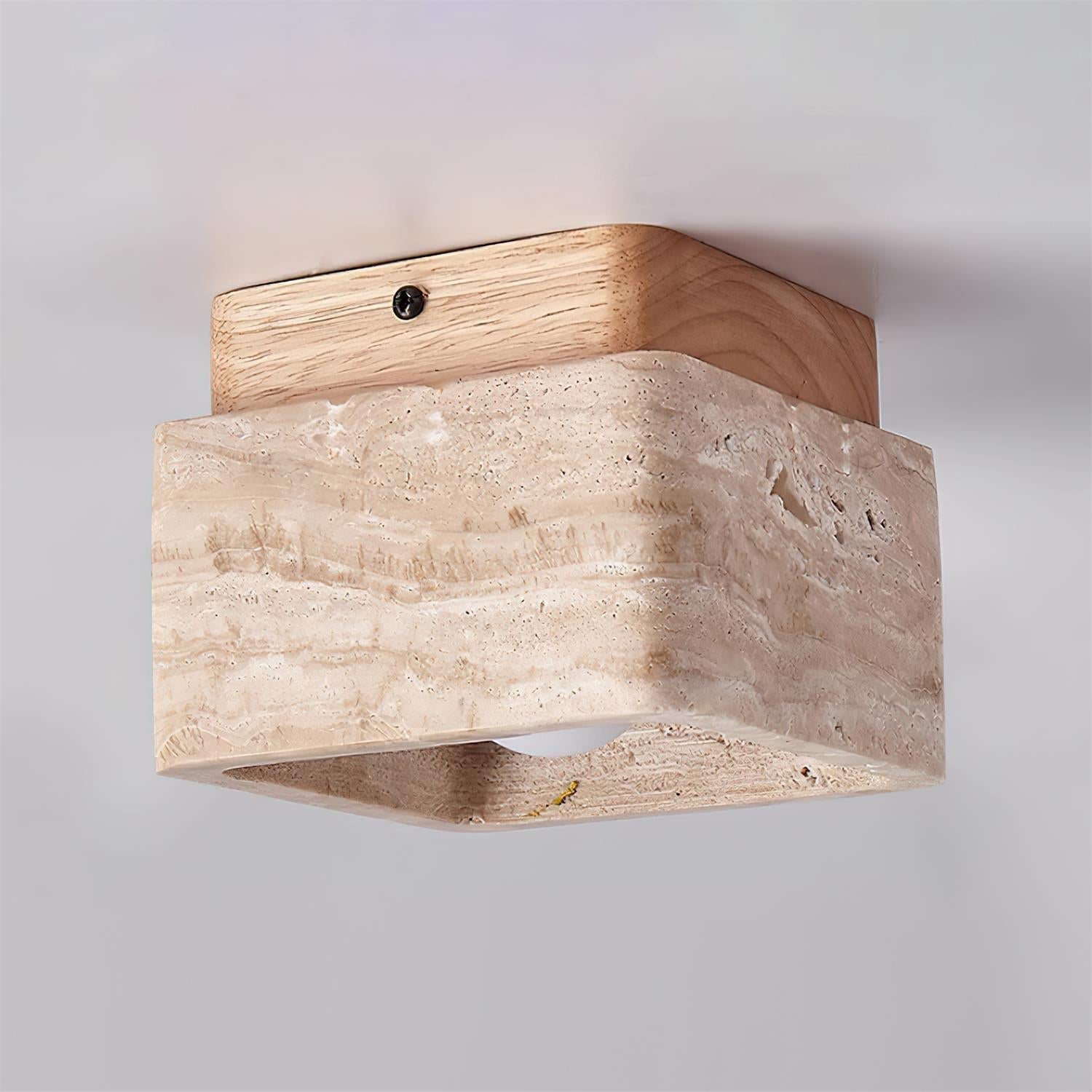 Vellin Travertine Square Flush Mount Ceiling Light | Fioriscas
